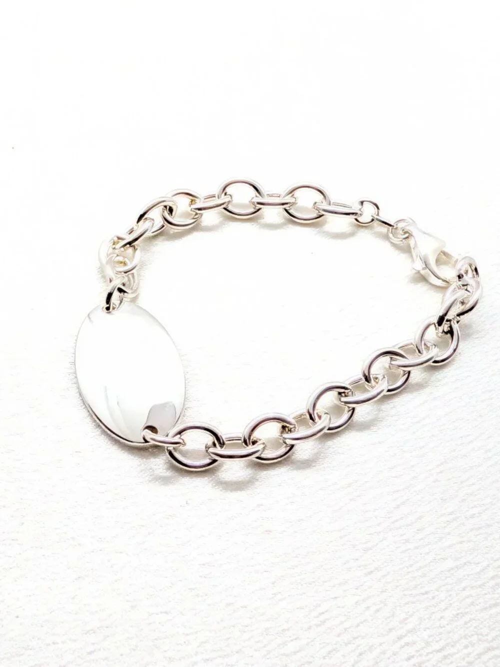 NEW Italian sterling silver engravable charm/i.d. bracelet